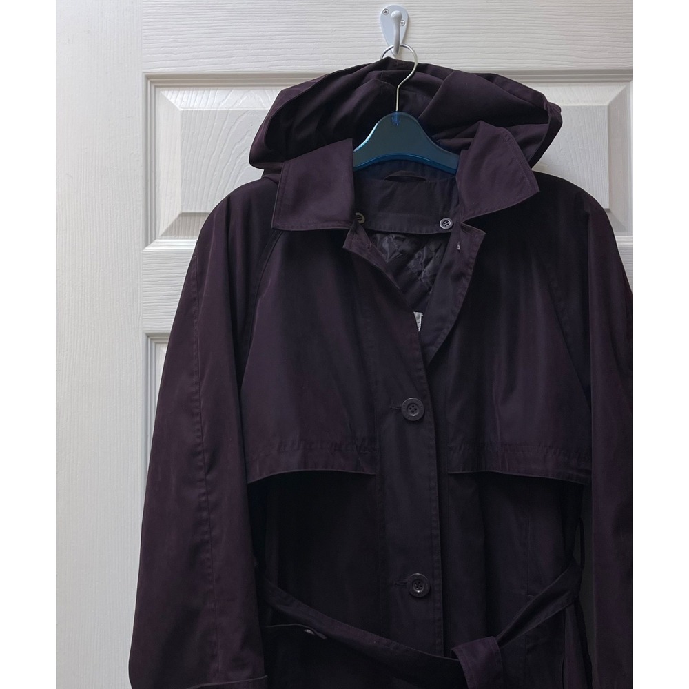 Andrea Brem‎ New York Women's Petite Size 8 Plum Removeable Lining Hooded Coat